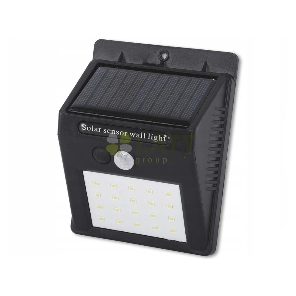 BERGE LED solární svítidlo 20 3W se senzorem pohybu a soumraku - studená bílá