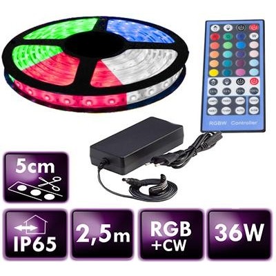 ECOLIGHT LED pásek - RGB+CW - 2,5m - 60LED/m - 14,4W/m - 1500Lm - IP65 - SADA