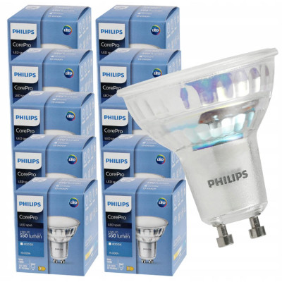 10x GU10 LED žárovka PHILIPS 4,9W 550lm 4000k prémiová
