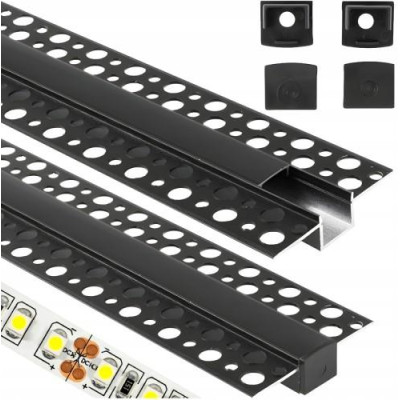 2m hliníkový profil pro sádrokartony - černý