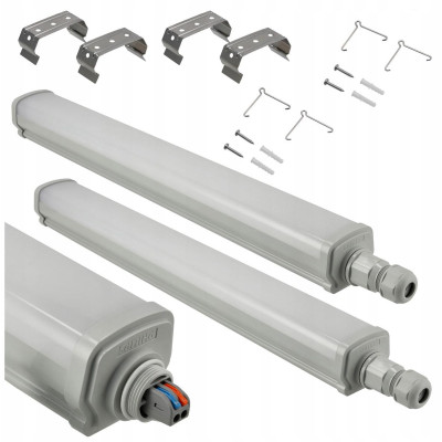 2x Stropní LED svítidlo do garáže 15W 60cm 1800lm hermetické 4000K