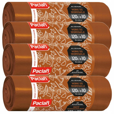 4x pytle na odpad 120 l 10 ks hnědé pro třídění, biologicky odbouratelné PACLAN