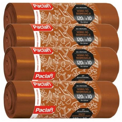 4x pytle na odpad 120 l 10 ks hnědé pro třídění, biologicky odbouratelné PACLAN