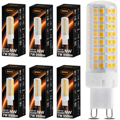 6x LED žárovka G9 7W 950lm - neutrální bílá 4500K