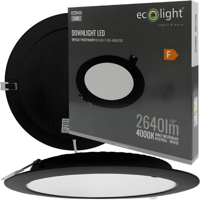 LED stropní svítidlo zapuštěné 24W 2640lm 4000K černé
