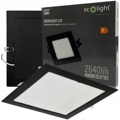 LED zapuštěné stropní svítidlo 24W 2640lm 4000K černé