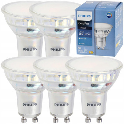 LED žárovka Philips GU10 5x 4,9W - 550lm - 4000K EyeComfort 15 000h