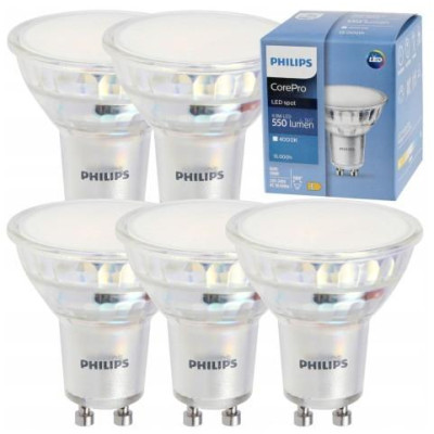 LED žárovka Philips GU10 5x 4,9W - 550lm - 4000K EyeComfort 15 000h