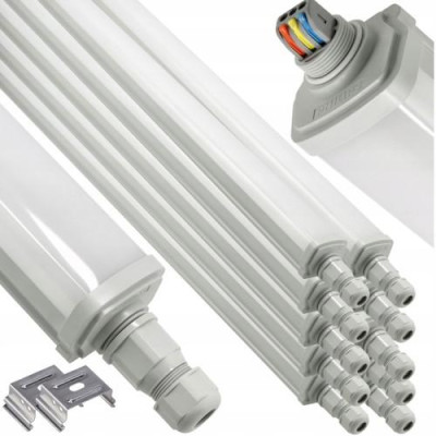 Sada 10 hermetických LED svítidel 125 cm 30W 3600lm 4000K