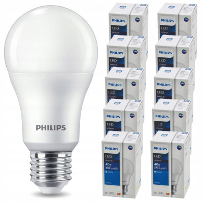 SADA 10 KS LED žárovek PHILIPS E27 4,9W 470 lm neutrální bílá 4000K