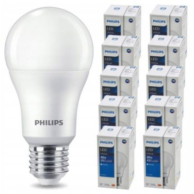 SADA 10 KS LED žárovek PHILIPS E27 4,9W 470 lm neutrální bílá 4000K