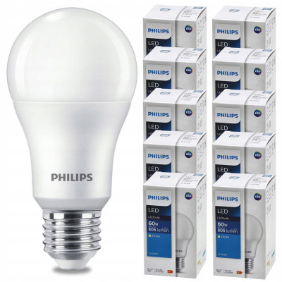 SADA 10 LED žárovek E27 8W 806lm PHILIPS teplá bílá 2700K A60