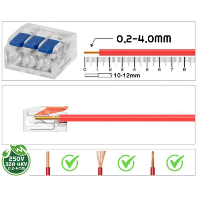 SADA 100 ks rychlospojek 32A 0,2-4mm 4KV Instalace 250V