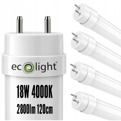 SADA 4x LED trubicových světel 120cm 18W 2880lm 4000K