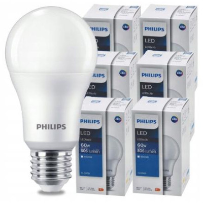 SADA 6 KS LED žárovek PHILIPS E27 8W 806lm neutrální bílá 4000K A60