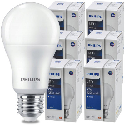 SADA 6 KS žárovek PHILIPS LED E27 10W , 75W 1055lm neutrální bílá 4000K LED žárovka