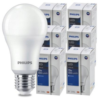 SADA 6 KS žárovek PHILIPS LED E27 10W , 75W 1055lm neutrální bílá 4000K LED žárovka
