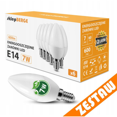 SADA 6x LED žárovka E14 7W 600lm neutrální bílá 4500K Denní světlo C37
