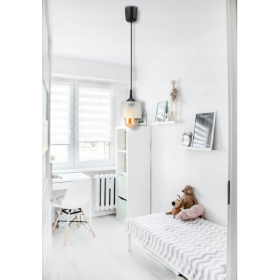 Stropní závěsné svítidlo 100cm 1xe27 skleněné kostkové stínidlo bílé