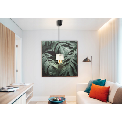 Stropní závěsné svítidlo 100cm 1xe27 skleněné kostkové stínidlo bílé