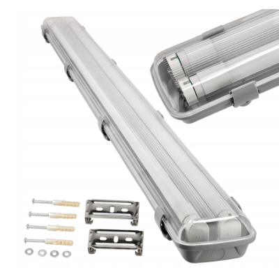 Hermetické svítidlo 120cm lampa + 2x LED trubice voděodolné 6000k studená teplota