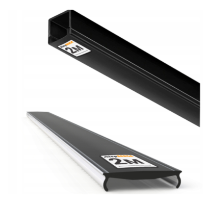 BERGE Hliníkový profil pro LED pásky OXI-Zx zapuštěný 2m černý + černý difuzor
