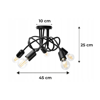 BERGE LED závěsná lampa LOFT - 5xE27