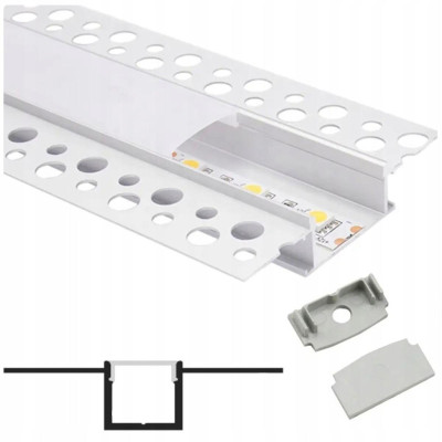 Hliníkový profil 2m eloxovaný široký pro sádrokarton - 22mm