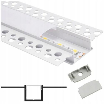 Hliníkový profil 2m eloxovaný široký pro sádrokarton - 22mm