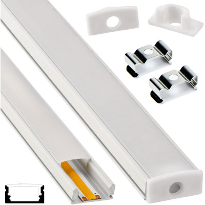 LED profil hliníkový bílý + mléčné stínidlo 2m zapuštěný / povrchově montovaný set