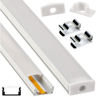 LED profil hliníkový bílý + mléčné stínidlo 2m zapuštěný / povrchově montovaný set