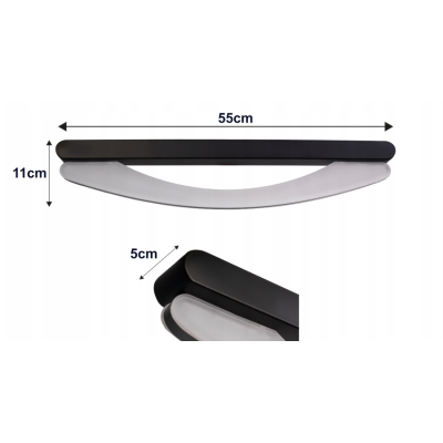 BERGE Nástěnné svítidlo LED do koupelny - 55 cm - 12 W černé