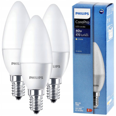 3x LED žárovka E14 5W 470lm 94lm/w 2700k