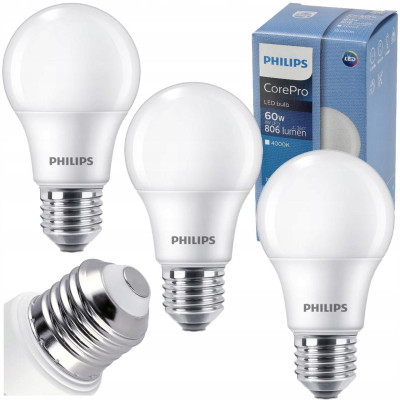 3x LED žárovka E27 8W 806lm 100lm/w 4000k