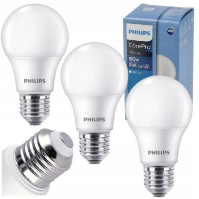 3x LED žárovka E27 8W 806lm 100lm/w 4000k