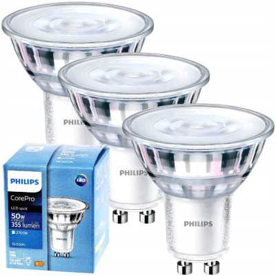 3x LED žárovka GU10 4,6W 355lm 36° 2700k