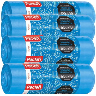 4x pytle na odpad 120l 10 ks modré na třídění papíru paclan pytel