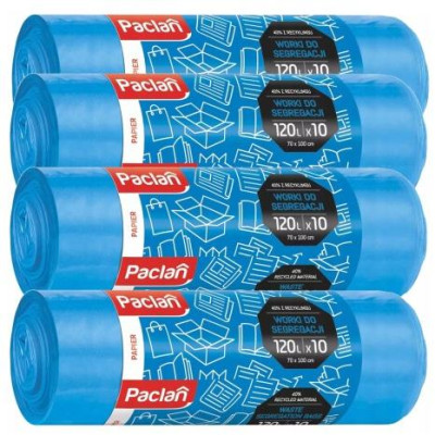 4x pytle na odpad 120l 10 ks modré na třídění papíru paclan pytel