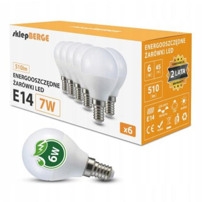 6x LED žárovka E14 g45 7W 620lm - studená bílá
