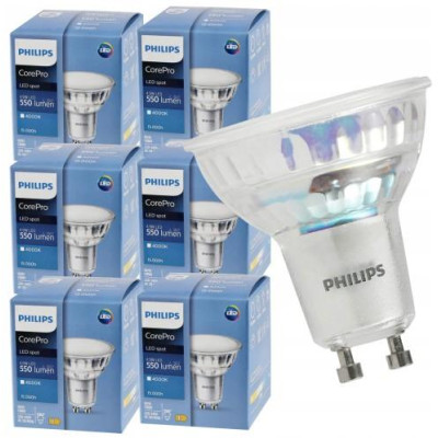 6x LED žárovka GU10 4,9W 550lm 4000k neutrální bílá