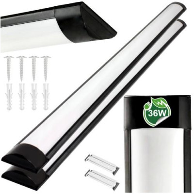 LED panelové svítidlo pro přisazenou stropní montáž 2x 36W 120cm černé 4500k