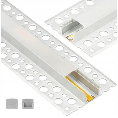 Zapuštěný hliníkový LED profil pro sádrokartonové dlaždice 1m + stínidlo
