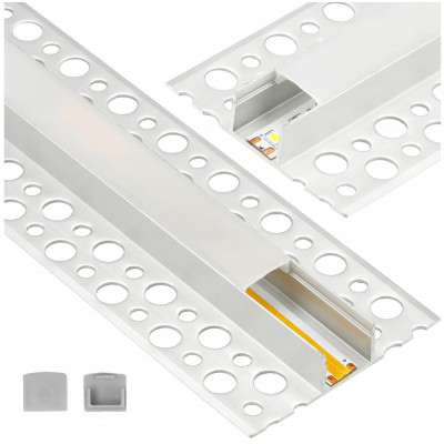Zapuštěný hliníkový LED profil pro sádrokartonové dlaždice 2m + stínidlo