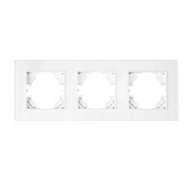 BERGE Trojitý skleněný rámeček pro zásuvku - bílý