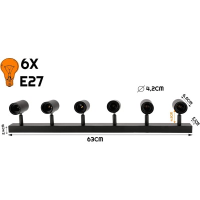 BERGE Stropní svítidlo VIKI 6x E27 černé