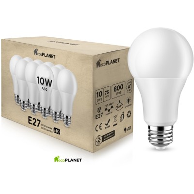 ecoPLANET 10x LED žárovka - ecoPLANET - E27 - 10W - 800Lm - neutrální bílá