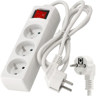 BERGE Prodlužovací kabel 1,5 m - 3 zásuvky - bílý s vypínačem