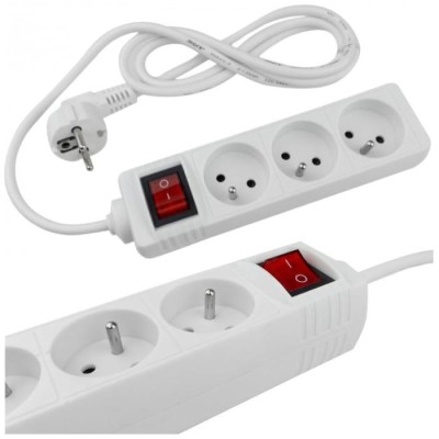 BERGE Prodlužovací kabel 1,5m - 5 zásuvek - bílý s vypínačem