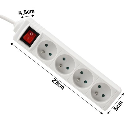 BERGE Prodlužovací kabel 3m - 4 zásuvky - bílý s vypínačem