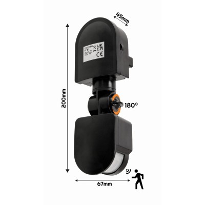 ECO LIGHT Infračervený pohybový senzor IP44 300W černý